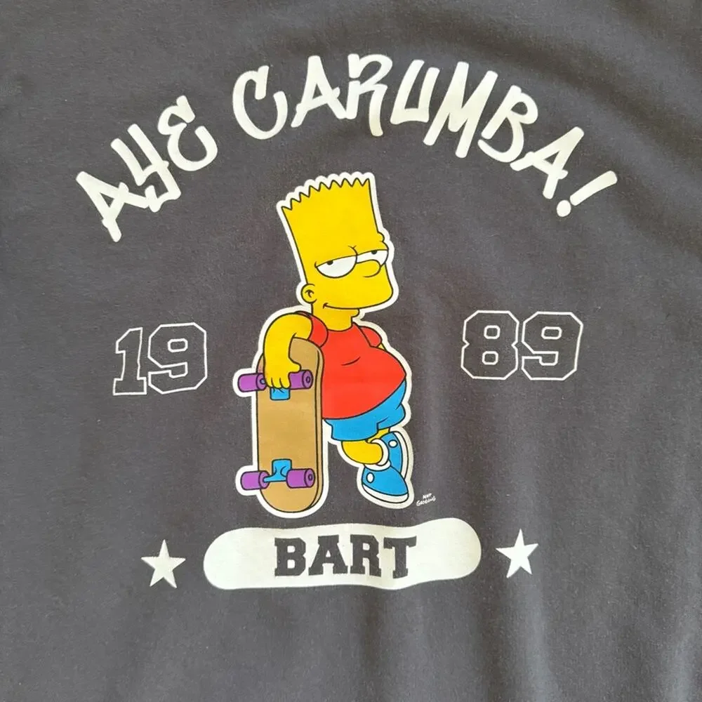 The Simpson’s Kids’ Bart Simpson “Aye Carumba”Graphic Sweatshirt Grey Size 10/12